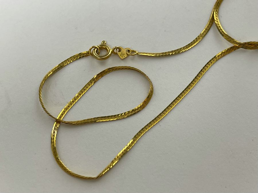 14K Gold Herringbone 16' Necklace 1.8g [Photo 5]