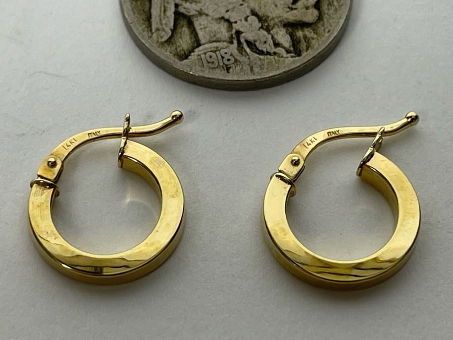 14K Gold Italian Earrings 1g [Photo 7]