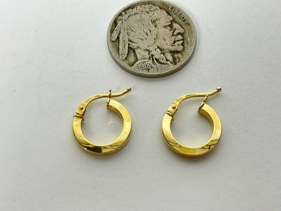 14K Gold Italian Earrings 1g [Photo 2]