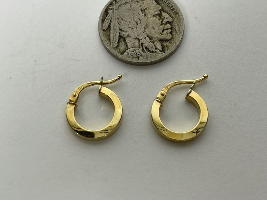 14K Gold Italian Earrings 1g [Photo 3]