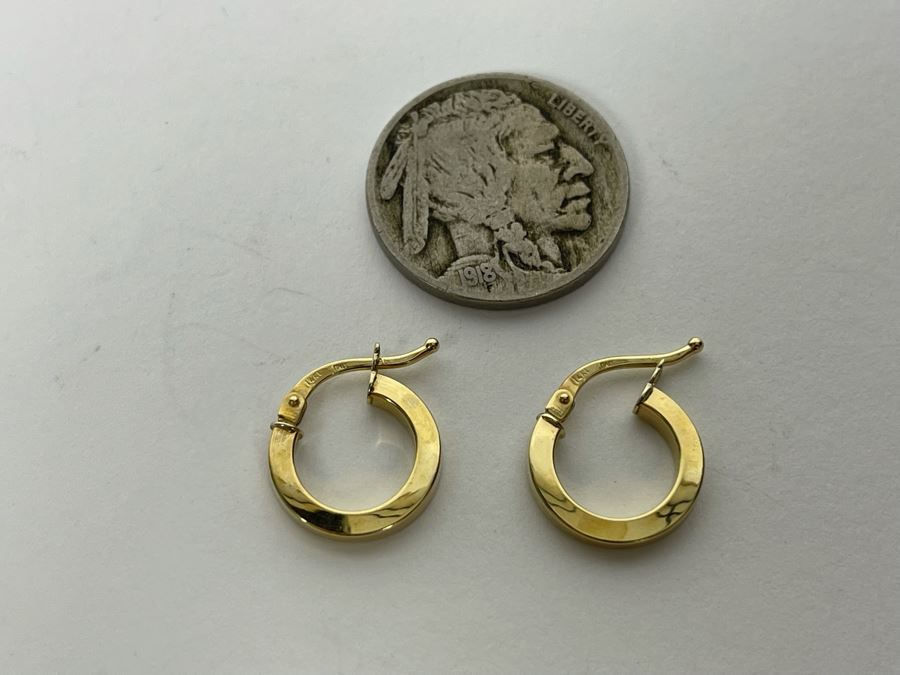 14K Gold Italian Earrings 1g [Photo 4]