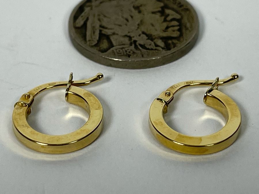 14K Gold Italian Earrings 1g [Photo 6]