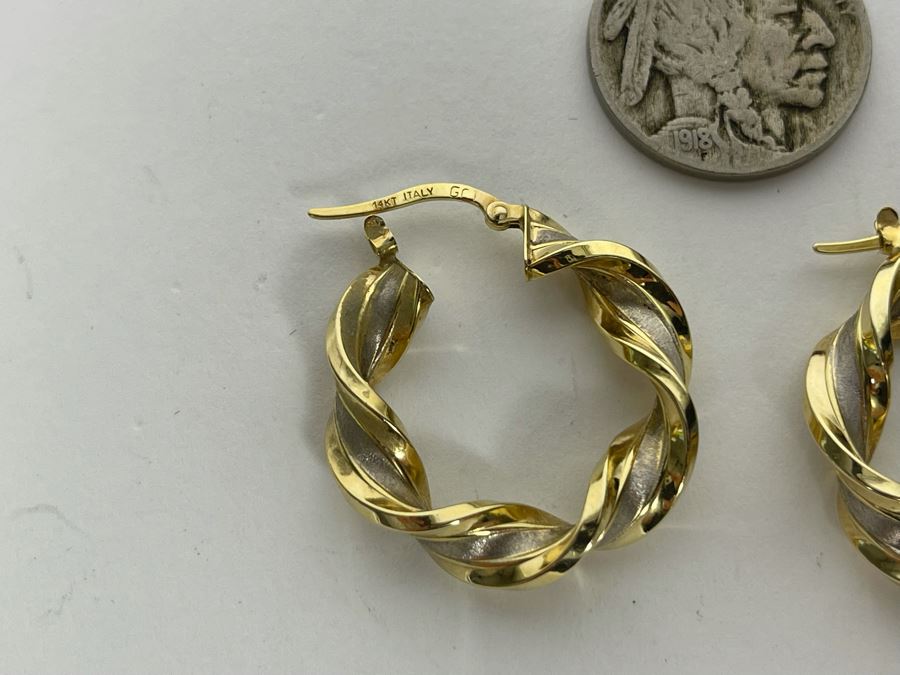 14K Gold Italian Earrings 3.3g [Photo 7]
