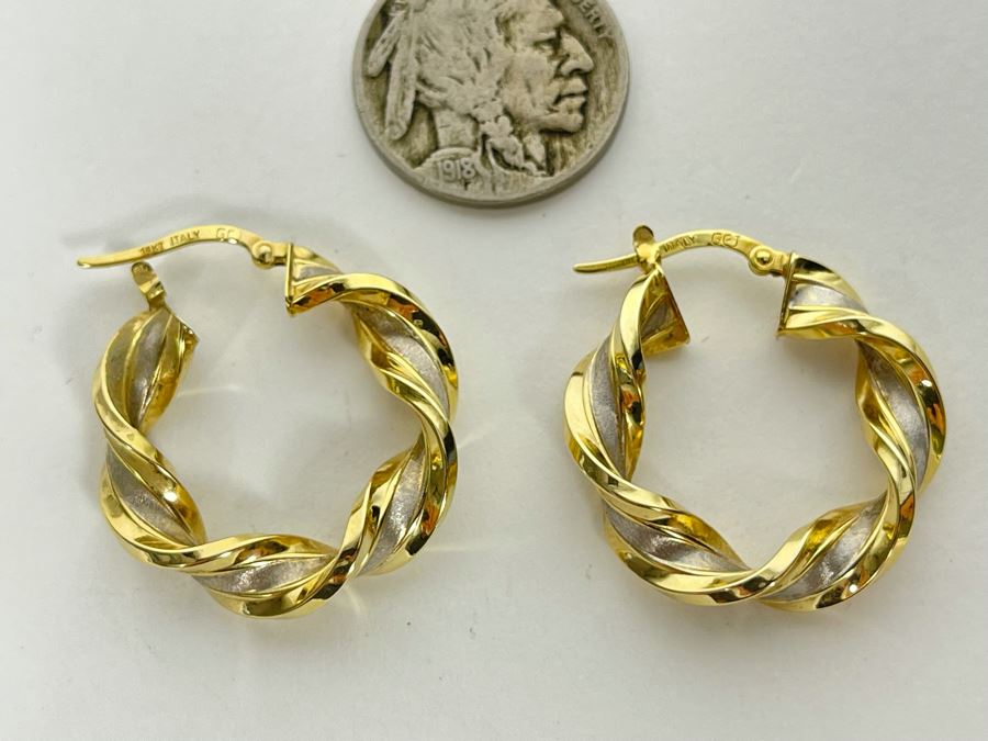14K Gold Italian Earrings 3.3g