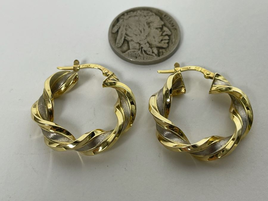 14K Gold Italian Earrings 3.3g [Photo 6]