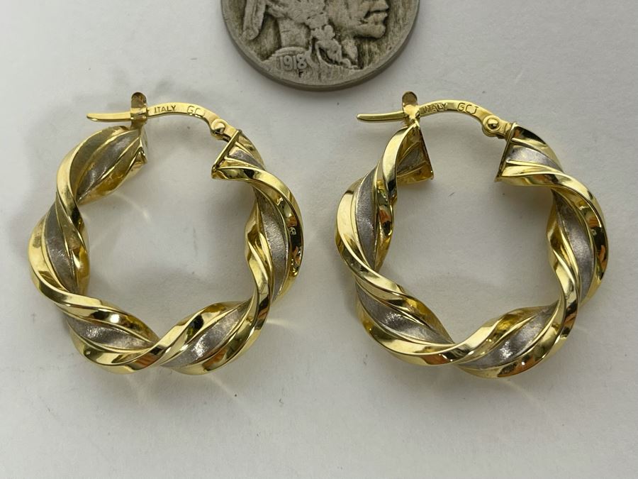 14K Gold Italian Earrings 3.3g