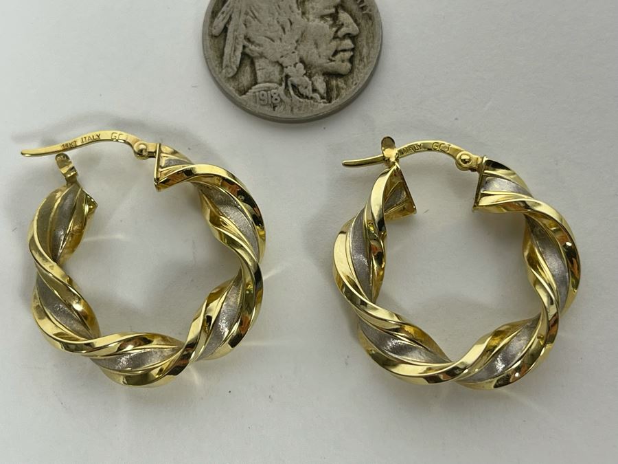 14K Gold Italian Earrings 3.3g [Photo 2]