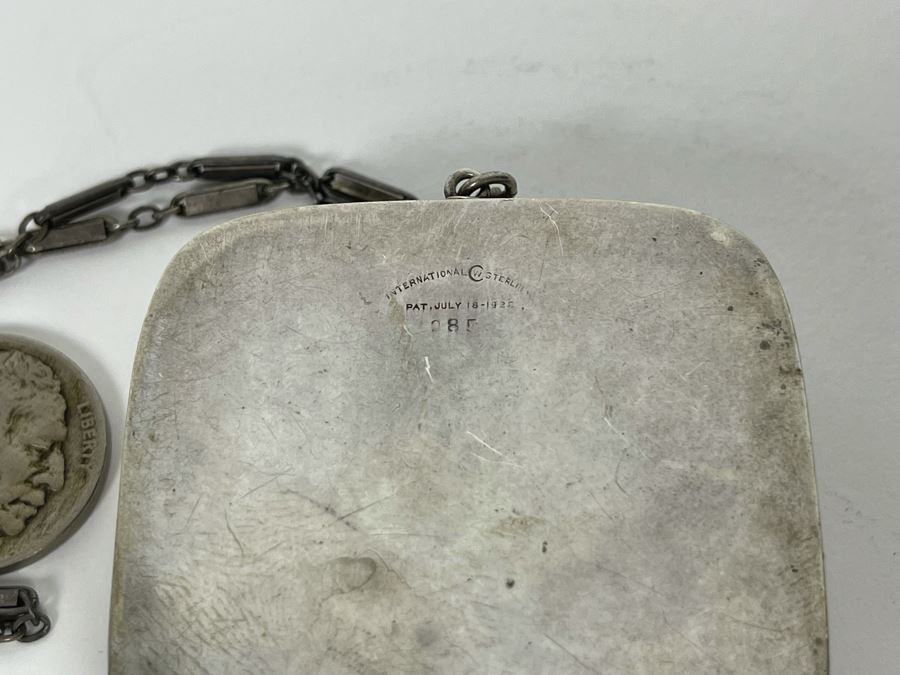 Vintage Sterling Silver Chased Compact With Mirror 43.1g [Photo 6]