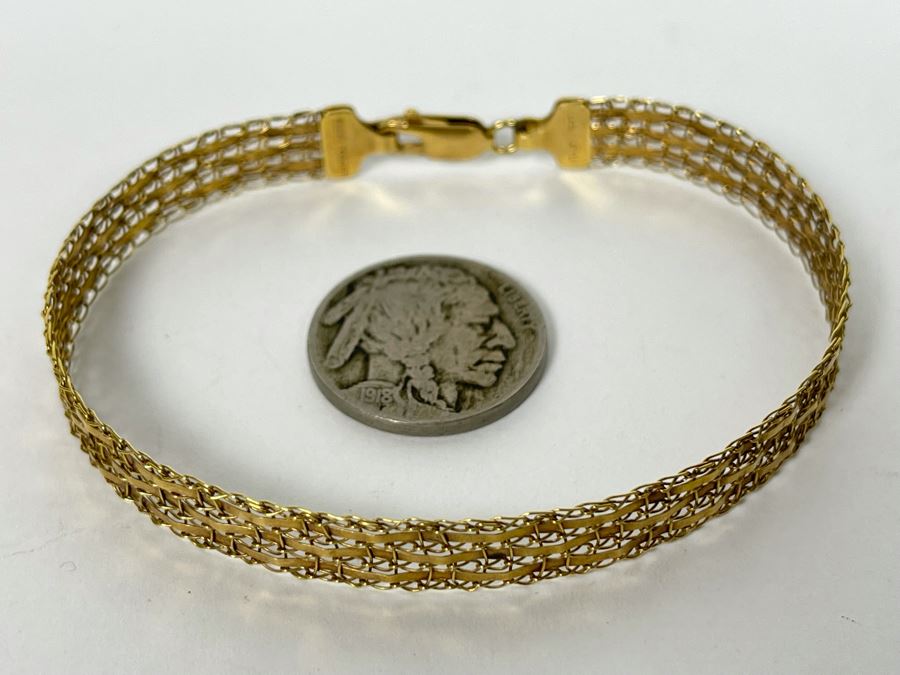 10K Gold Italian Bracelet 7'L 4.1g [Photo 3]