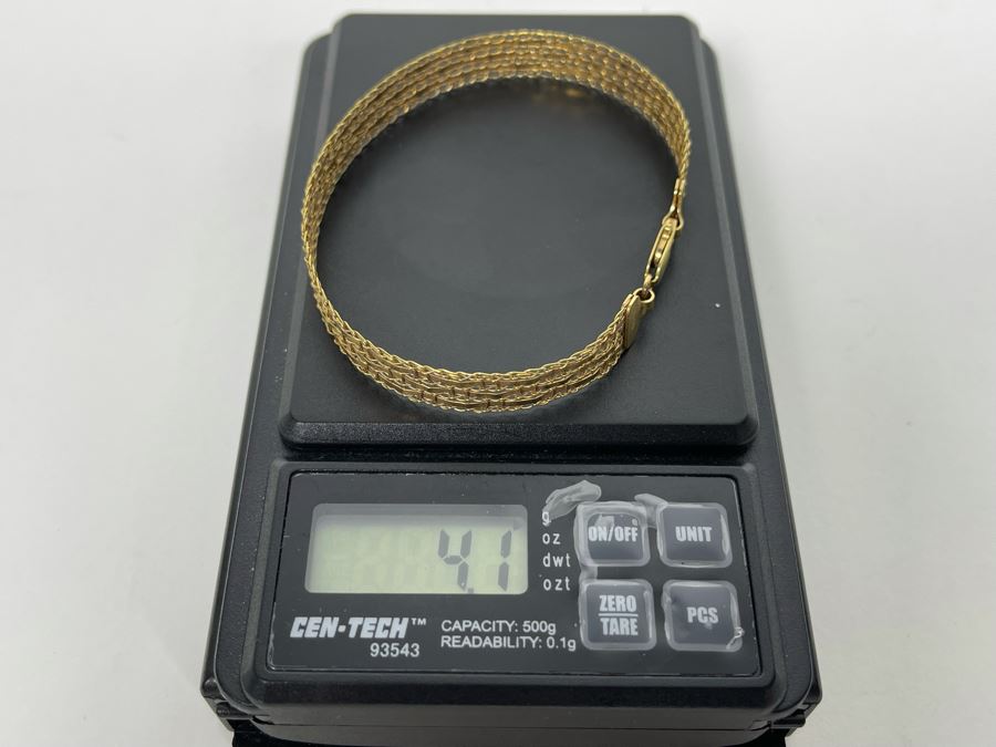 10K Gold Italian Bracelet 7'L 4.1g [Photo 8]