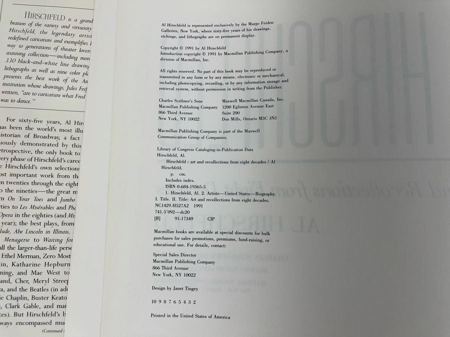 Hirschfeld Artwork Book: Art And Recollections From Eight Decades - Retailed $50 [Photo 5]