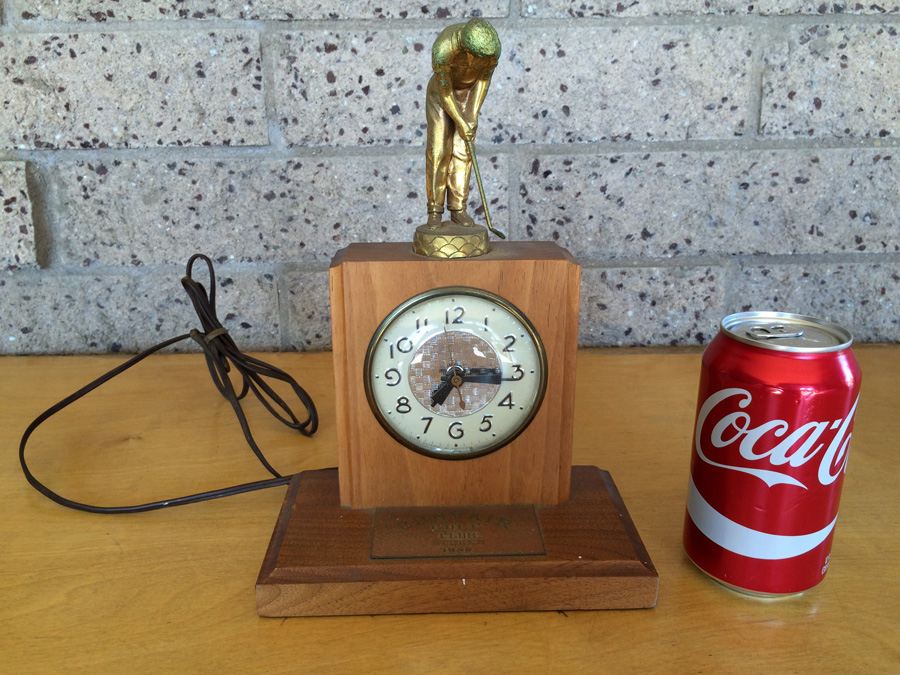 1958 Golfer Trophy Lanshire Clock Convair Golf Club 2nd Place
