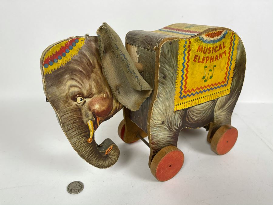 Vintage Fisher Price Toys Musical Elephant Pull Toy 145 12W X 4.5D X 7.5H [Photo 5]
