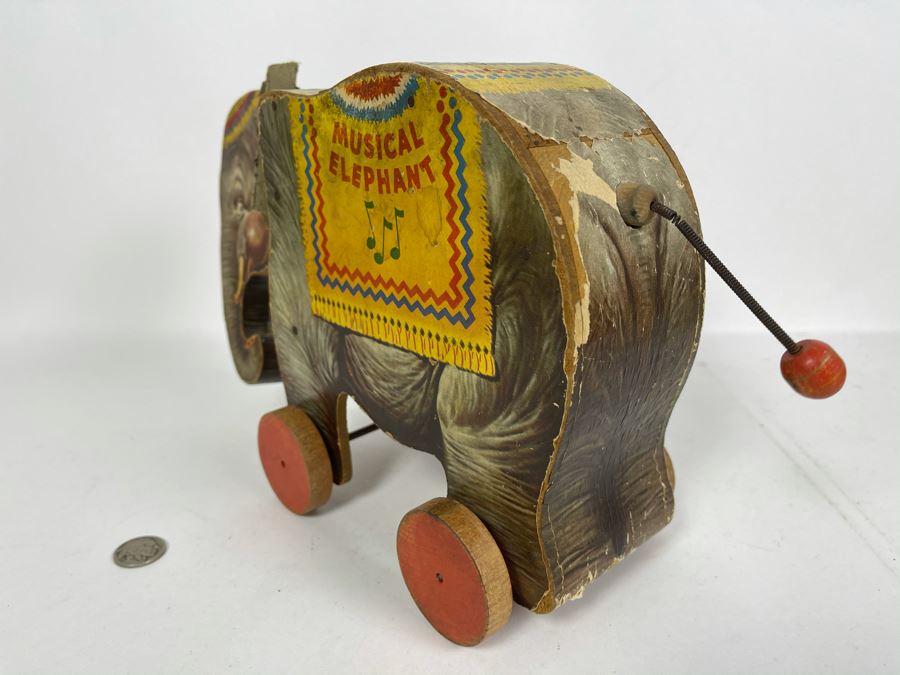 Vintage Fisher Price Toys Musical Elephant Pull Toy 145 12W X 4.5D X 7.5H [Photo 6]