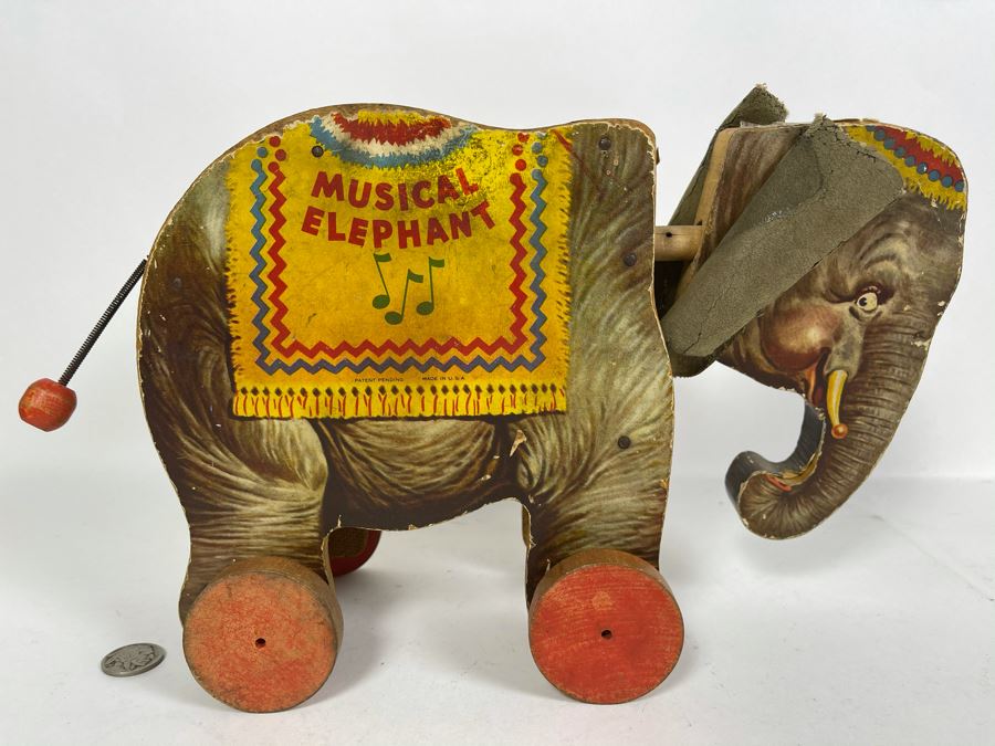 Vintage Fisher Price Toys Musical Elephant Pull Toy 145 12W X 4.5D X 7.5H [Photo 7]