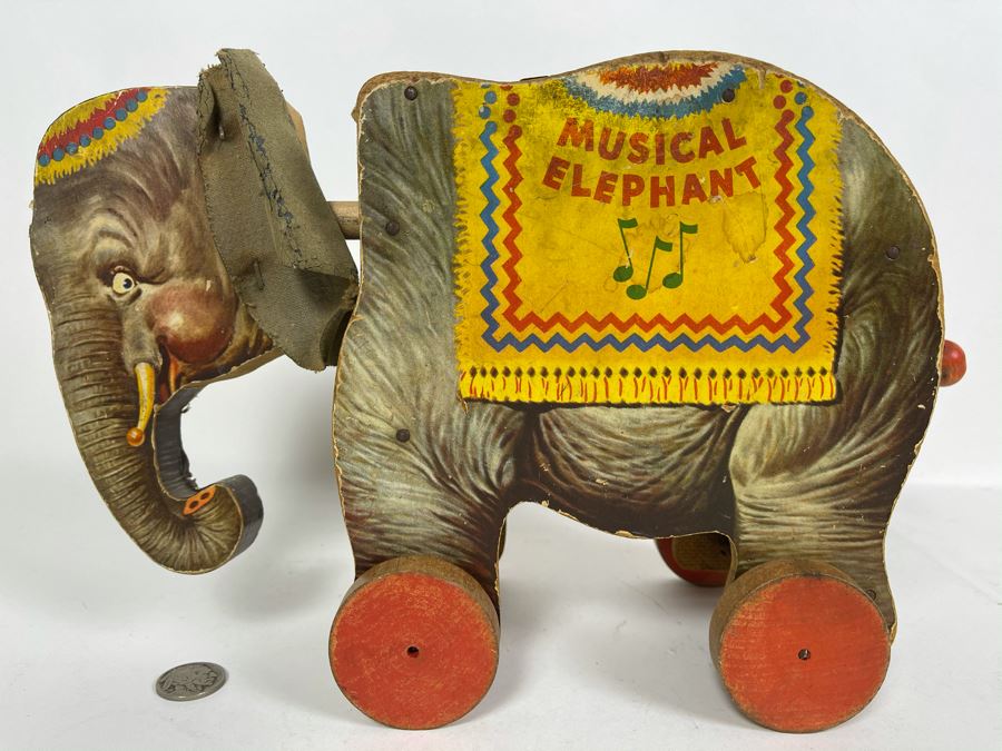 Vintage Fisher Price Toys Musical Elephant Pull Toy 145 12W X 4.5D X 7.5H [Photo 2]