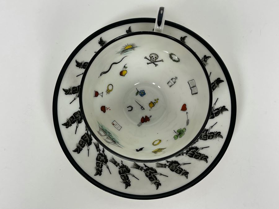 Rare Antique Collectible Petersyn Co. Fortune Telling Bone China Teacup And Saucer 1884-1909 Made By Moritz Zdekauer In Austria [Photo 18]