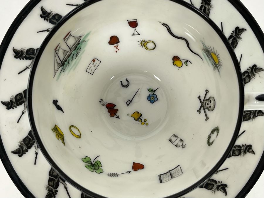 Rare Antique Collectible Petersyn Co. Fortune Telling Bone China Teacup And Saucer 1884-1909 Made By Moritz Zdekauer In Austria [Photo 3]