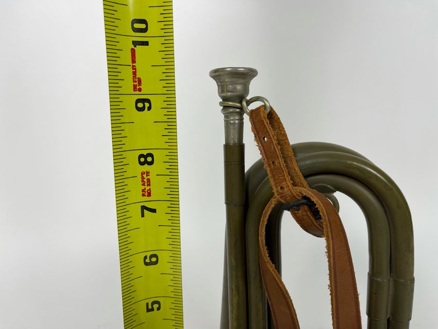 Antique WWI Military Bugle With Leather Strap 9.5L X 5.5H (Horn Is 3.5R) [Photo 17]