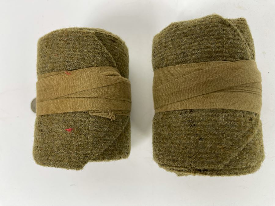 Antique WWI Soldier's Army Uniform With Infantry Jacket, Pants And Leather Shin Guards (One Leather Strap On Shin Guard Is Cut) [Photo 27]