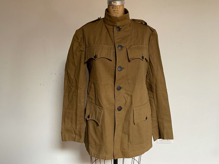 Antique WWI Soldier's Army Uniform With Infantry Jacket, Pants And Leather Shin Guards (One Leather Strap On Shin Guard Is Cut) [Photo 3]