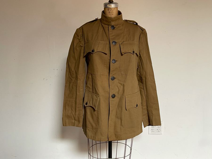 Antique WWI Soldier's Army Uniform With Infantry Jacket, Pants And Leather Shin Guards (One Leather Strap On Shin Guard Is Cut) [Photo 4]