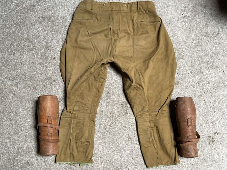 Antique WWI Soldier's Army Uniform With Infantry Jacket, Pants And Leather Shin Guards (One Leather Strap On Shin Guard Is Cut) [Photo 18]