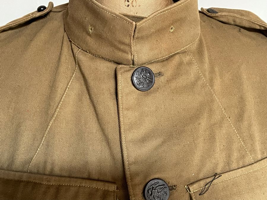 Antique WWI Soldier's Army Uniform With Infantry Jacket, Pants And Leather Shin Guards (One Leather Strap On Shin Guard Is Cut) [Photo 6]