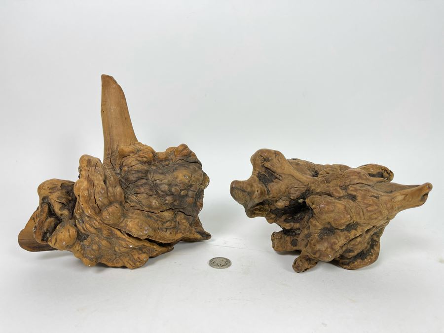 Pair Of Organic Burl Wood Sculptures [Photo 2]