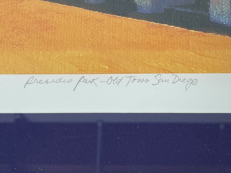 Hand Signed Framed Limited Edition Print Titled 'Presidio Park - Old Town San Diego' Signed By RD Riccoboni 28 Of 300 - Client's Home Featured In San Diego Better Home/Garden - Frame Measures 35 X 30 [Photo 5]