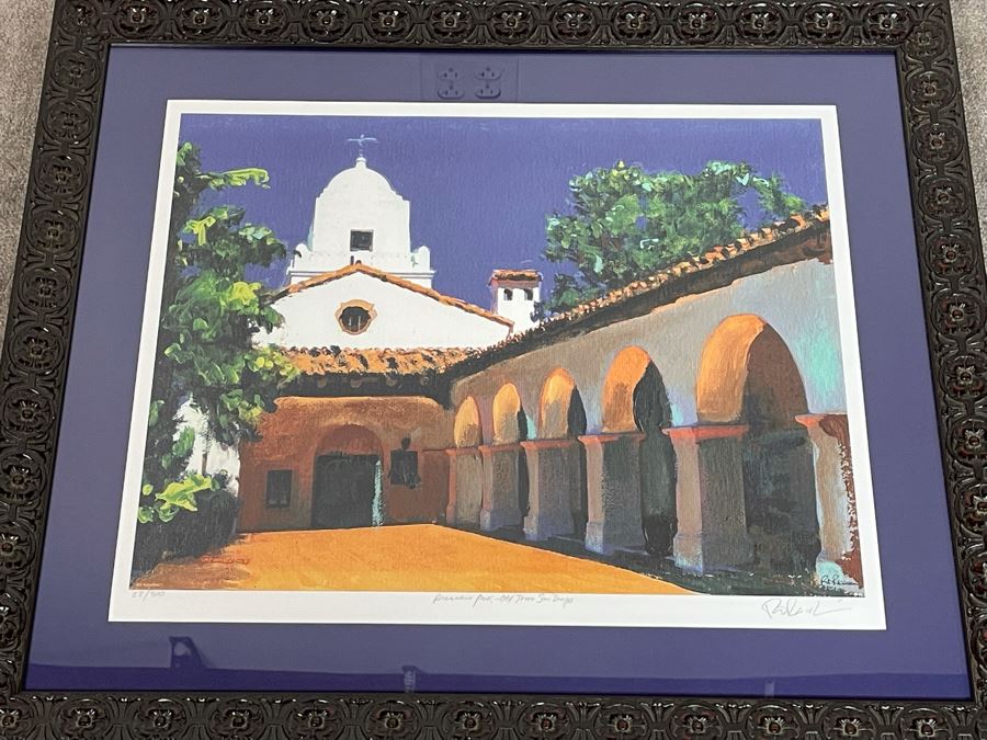Hand Signed Framed Limited Edition Print Titled 'Presidio Park - Old Town San Diego' Signed By RD Riccoboni 28 Of 300 - Client's Home Featured In San Diego Better Home/Garden - Frame Measures 35 X 30 [Photo 2]