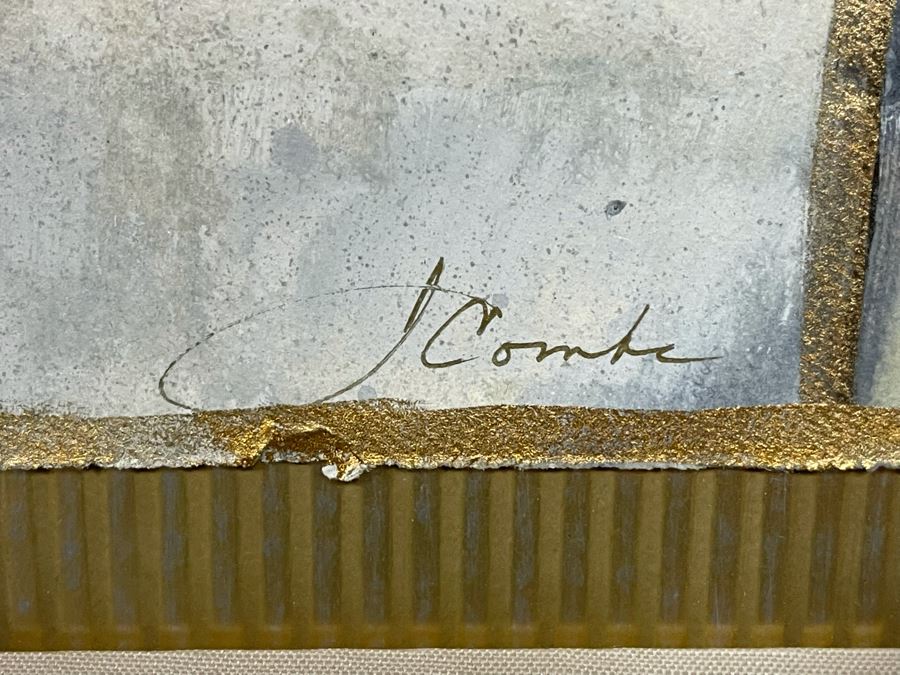 Original Framed Painting Signed J. Combe - Beachside Home With Dock (Artwork Measures 22 X 30) - Client's Home Featured In San Diego Better Home/Garden [Photo 4]