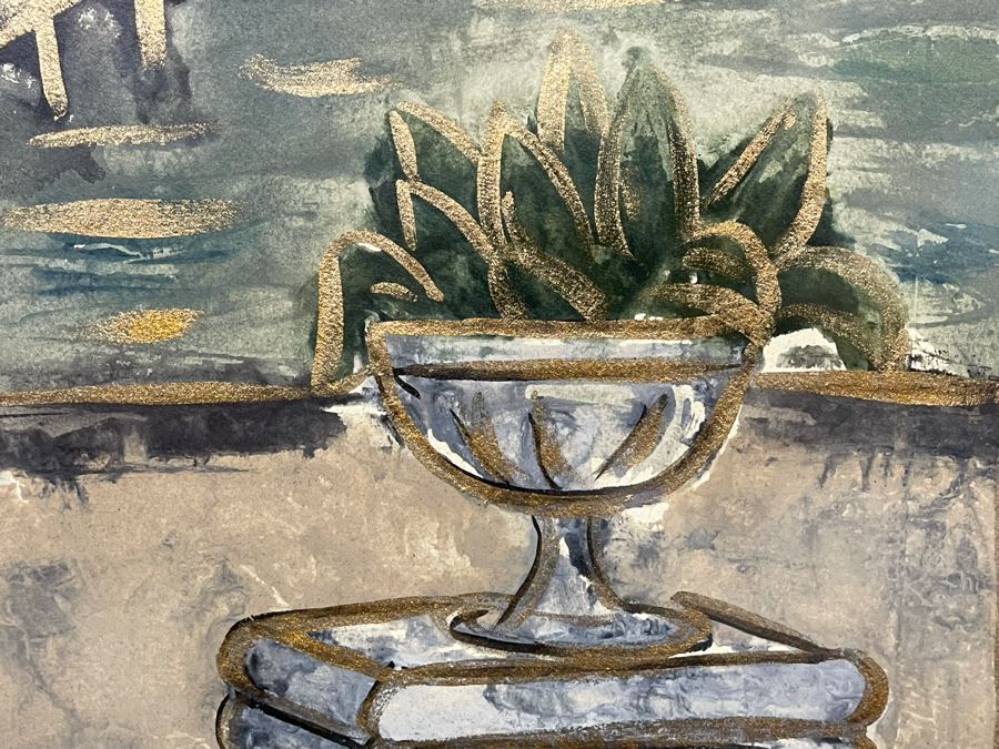 Original Framed Painting Signed J. Combe - Beachside Home With Dock (Artwork Measures 22 X 30) - Client's Home Featured In San Diego Better Home/Garden [Photo 5]