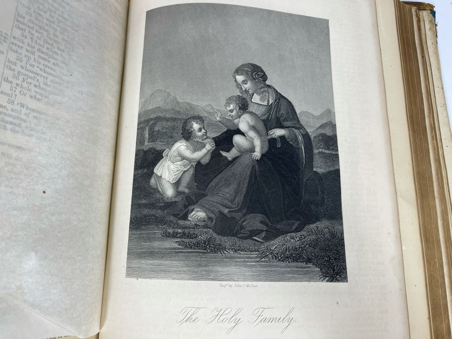 Beautiful Antique Leather Bible Embossed Cover With Gilt Hightlights Published By P. Gallagher Philadelphia, PA 12 X 10 X 4 (Front And Back Covers Are Not Attached) [Photo 23]