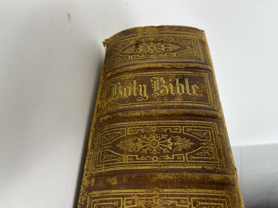 Beautiful Antique Leather Bible Embossed Cover With Gilt Hightlights ...