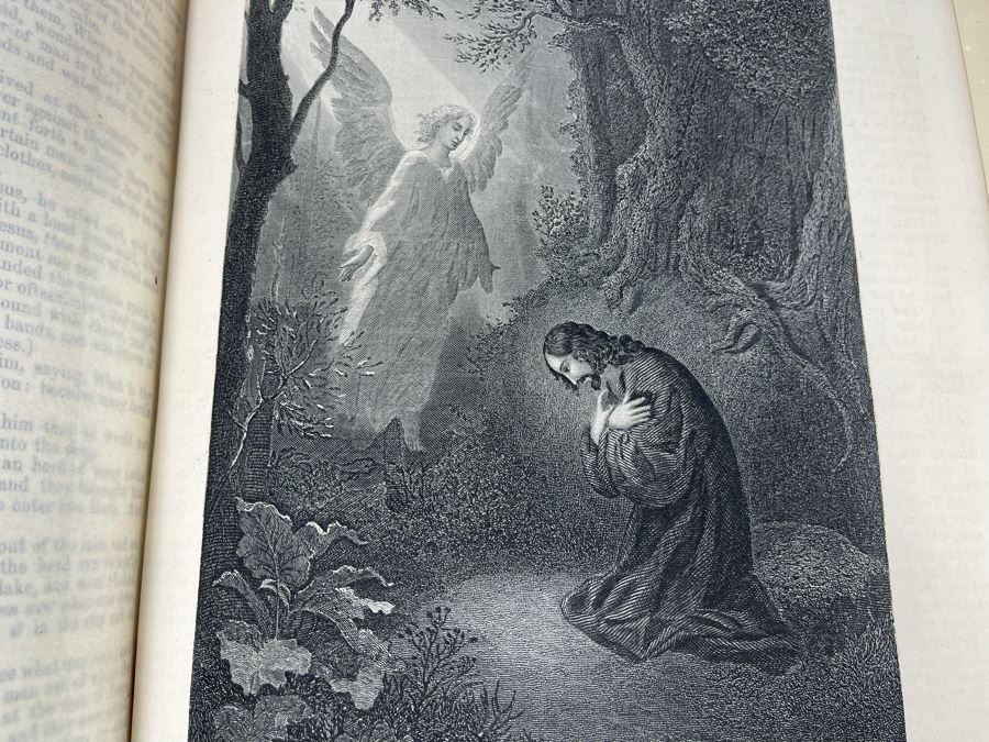 Beautiful Antique Leather Bible Embossed Cover With Gilt Hightlights Published By P. Gallagher Philadelphia, PA 12 X 10 X 4 (Front And Back Covers Are Not Attached) [Photo 22]