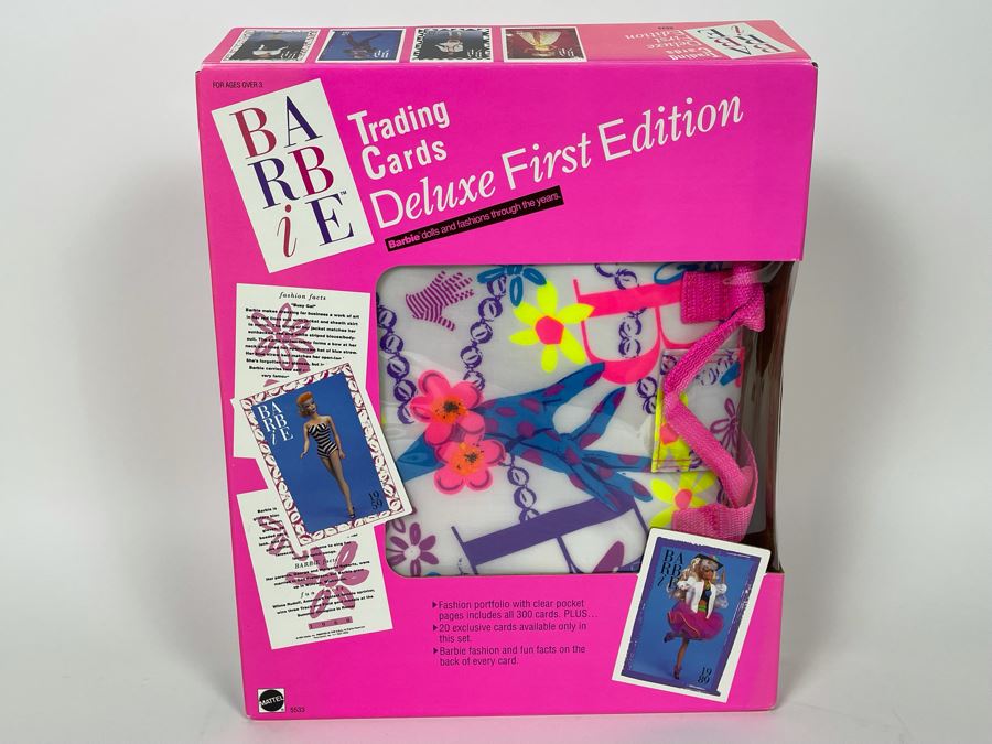Barbie Trading Cards Deluxe First Edition With Opened Box With Over 300 Trading Cards And Fashion Portfolio Display Binder Mattel 1990 [Photo 3]