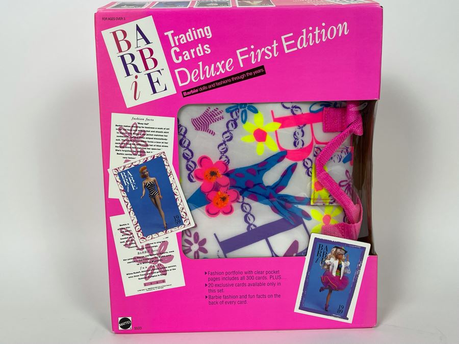 Barbie Trading Cards Deluxe First Edition With Opened Box With Over 300 Trading Cards And Fashion Portfolio Display Binder Mattel 1990 [Photo 1]