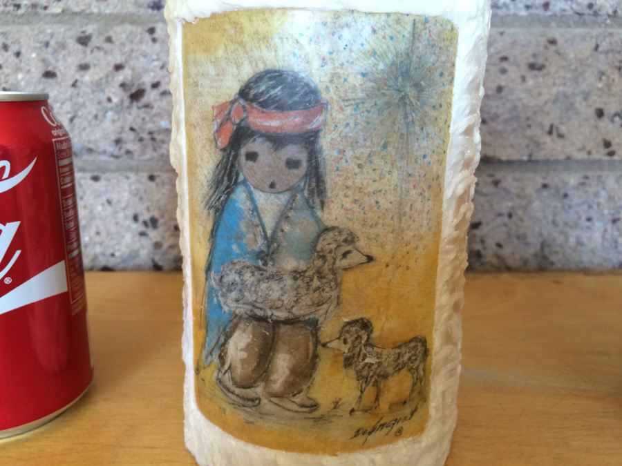 Unique Wood Carved Candle Holder with DeGrazia Candle [Photo 10]