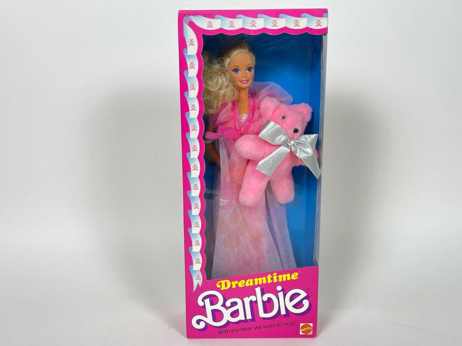 Dreamtime Barbie With Pink Bear New In Box Doll Mattel 1988