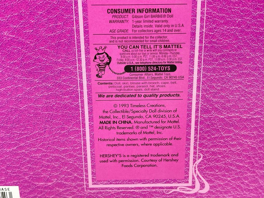 Gibson Girl Barbie New In Box Doll Mattel 1993 [Photo 8]
