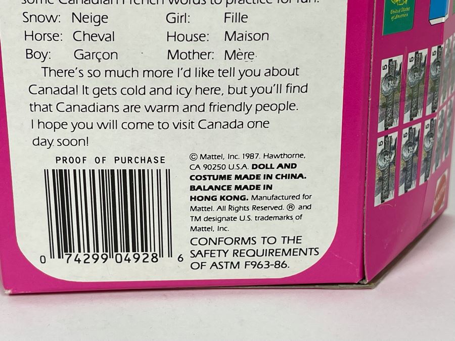 Canadian Barbie New In Box Doll Mattel 1987 [Photo 5]