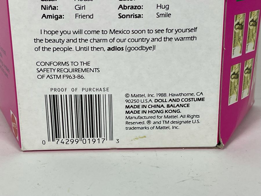 Mexican Barbie New In Box Doll Mattel 1988 [Photo 5]