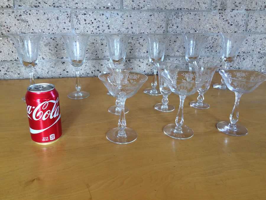 Depression Glass Stemware - 12 Glasses