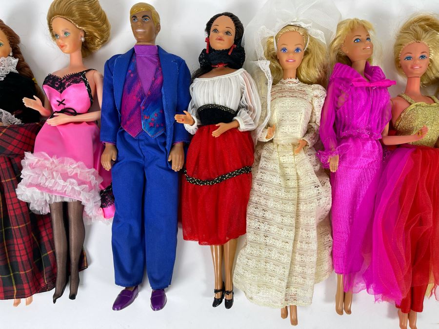 Nine Mattel Barbie Dolls Out Of Package