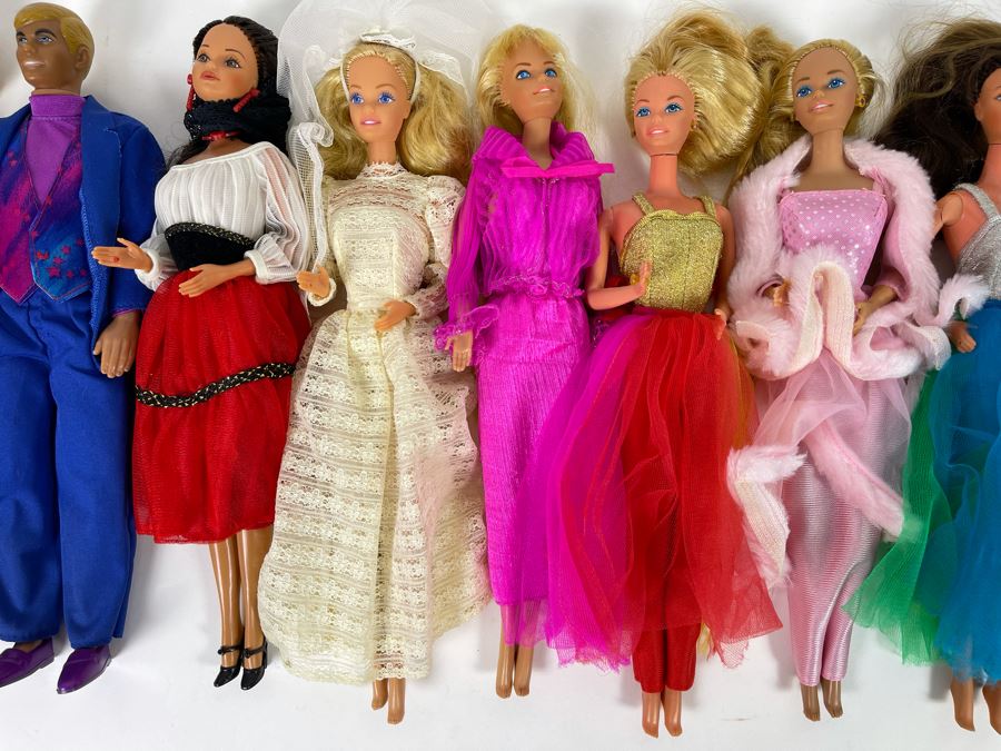 Nine Mattel Barbie Dolls Out Of Package