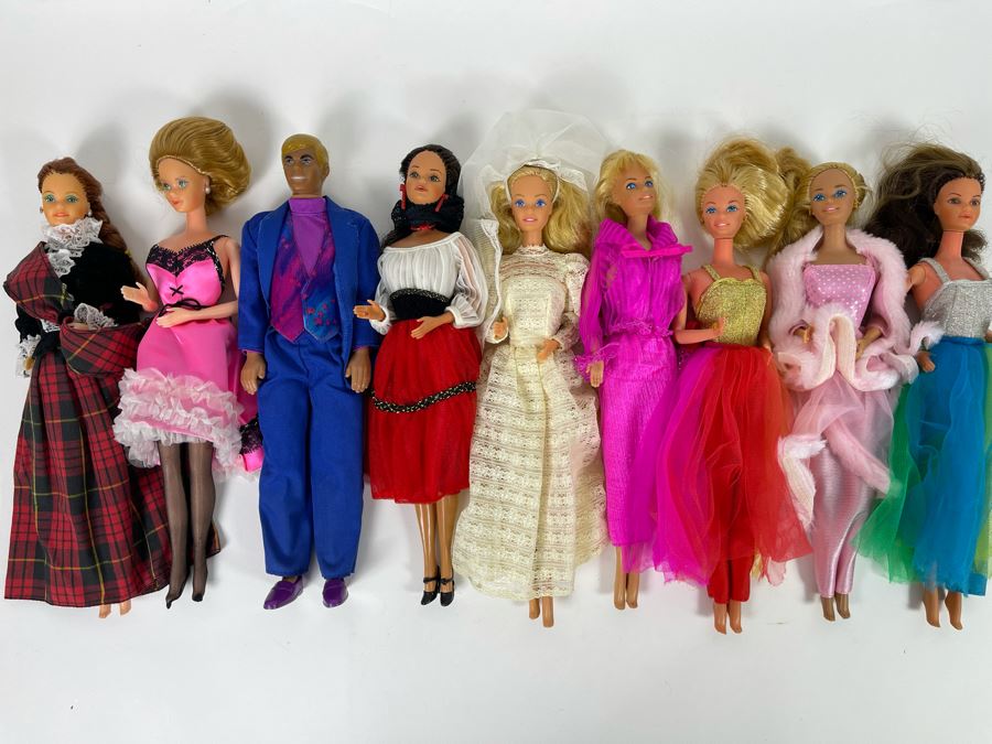 Nine Mattel Barbie Dolls Out Of Package