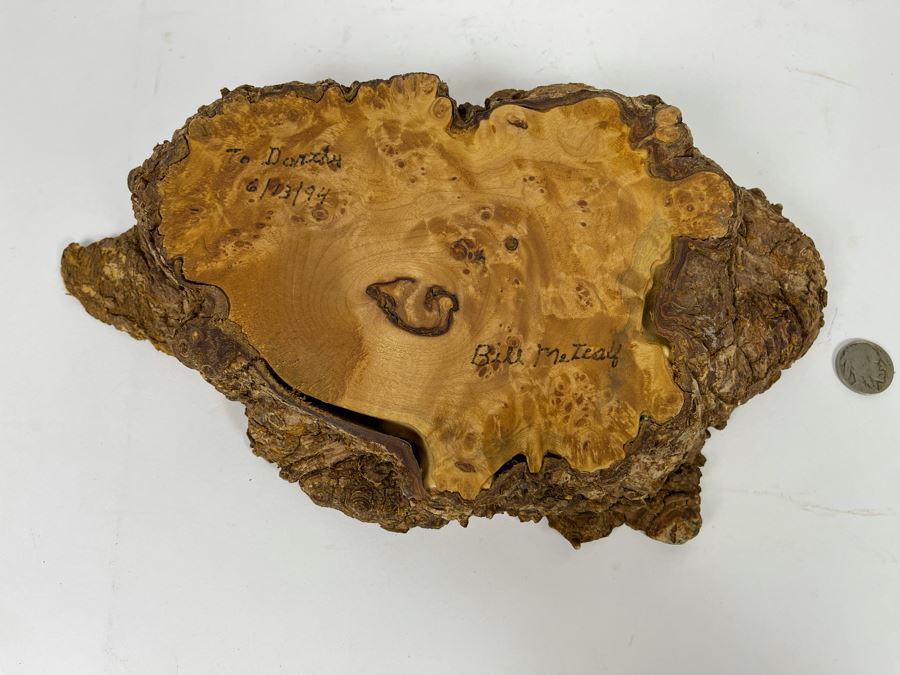 Original Signed Bill Metcalf Organic Burled Walnut Bowl Trinket Dish 11.5W X 7D X 2H [Photo 8]