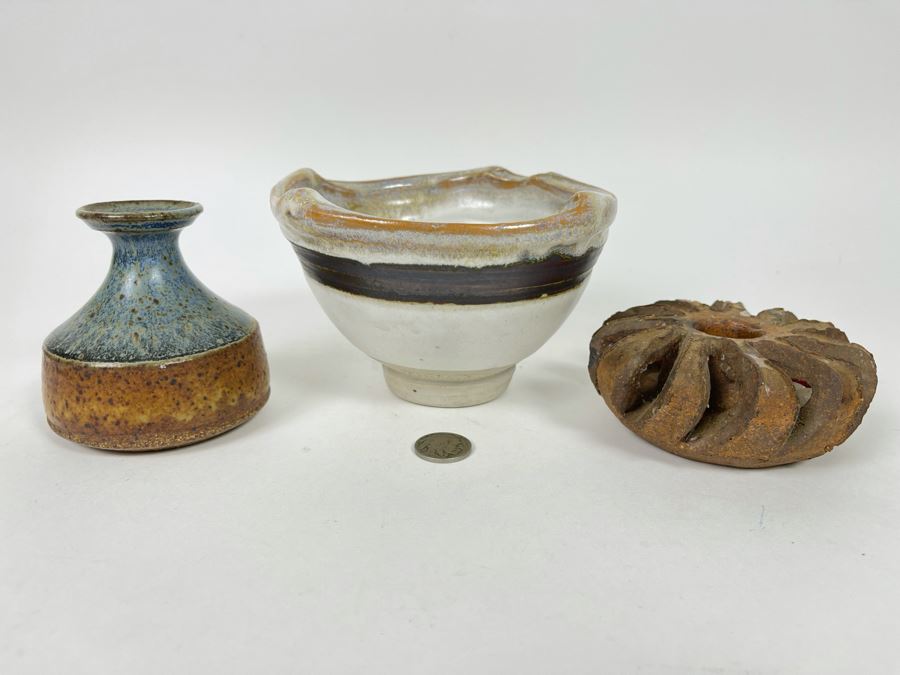 Collection Of Three Mid-Century Pottery Pieces