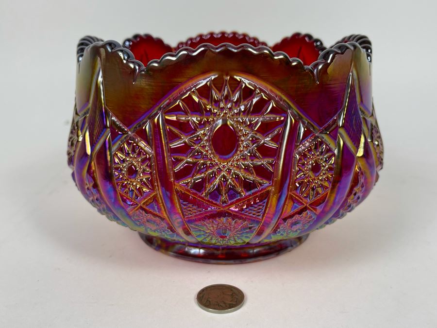 Vintage Red Carnival Glass Bowl 6.5W X 4.5H [Photo 2]